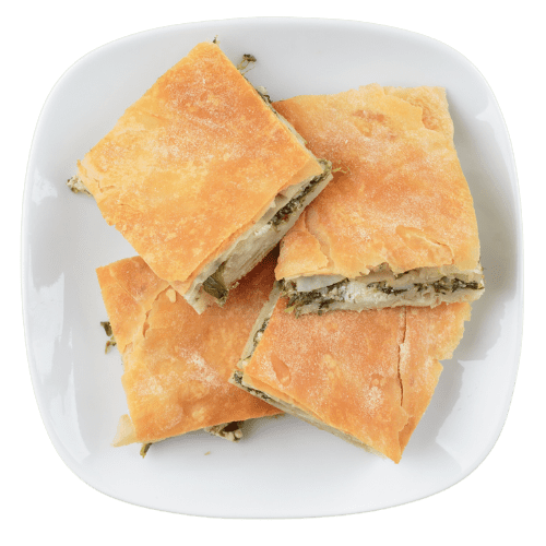 Spinach Pie (spanakopita) + Spread 2oz $6.99 Fresh Daily made in house Filo, Spinach & Cheese