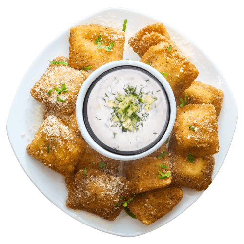 Ravioli Cheese + Tzatziki 2oz $5.99