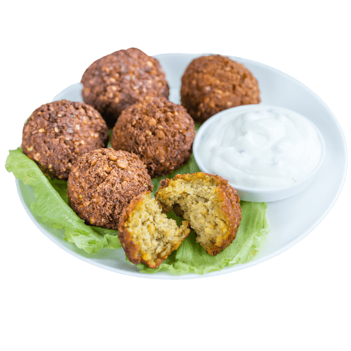 Falafel + Spread oz $4.99 4 included. Homemade Freshly chickpeas with herbs and parsley. Vegan - Gluten Free